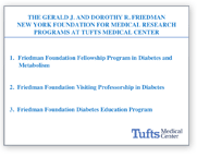 The Gerald J and Dorothy R Friedman New York Foundation for Medical Research Programs at Tufts Medical Center
