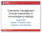 Community Management of Acute Malnutrition in Non-Emergency Settings